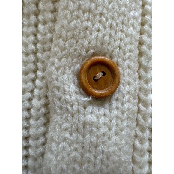 Marathon cream button up grandpa vintage 70s knit unisex kids cardigan sweater - Picture 3 of 5